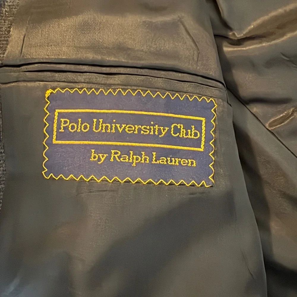 Polo University Club Ralph Lauren Men's 42R Blazer Navy Blue Wool Windowpane